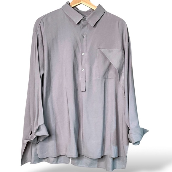 MIA INSPIRATION Cotton Blend Open Back Long Sleeve 1/2 Button Collared Shirt L - Picture 3 of 11